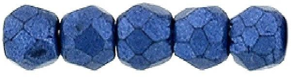 Czech Fire Polished 2mm Round Bead - 1-02-04B05-64 - Saturated Metallic Navy Peony - 50 Bead Package