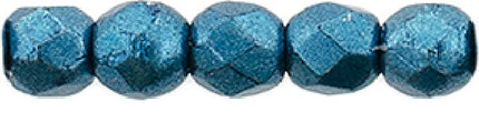 Czech Fire Polished 2mm Round Bead - 1-02-04B07-73 - Saturated Metallic Shaded Spruce - 50 Bead Package