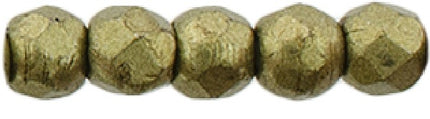 Czech Fire Polished 2mm Round Bead - 1-02-04B08-51 - Saturated Metallic Golden Lime - 50 Bead Package
