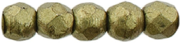 Czech Fire Polished 2mm Round Bead - 1-02-04B08-51 - Saturated Metallic Golden Lime - 50 Bead Package