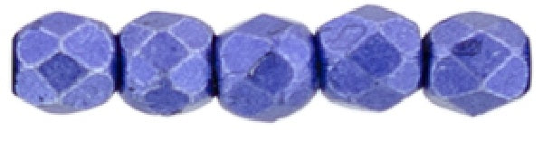 Czech Fire Polished 2mm Round Bead - 1-02-05A06-75 - Saturated Metallic Super Violet - 50 Bead Package