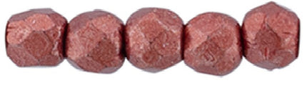 Czech Fire Polished 2mm Round Bead - 1-02-05A08-43 - Saturated Metallic Cherry Tomato - 50 Bead Package