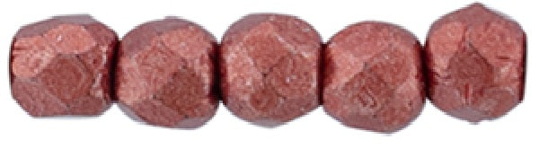 Czech Fire Polished 2mm Round Bead - 1-02-05A08-43 - Saturated Metallic Cherry Tomato - 50 Bead Package