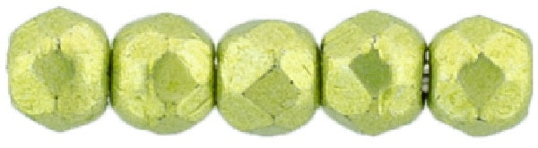 Czech Fire Polished 2mm Round Bead - 1-02-05A09-58 - Saturated Metallic Lime Punch - 50 Bead Package