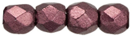 Czech Fire Polished 2mm Round Bead - 1-02-06B01-71 - Saturated Metallic Red Pear - 50 Bead Package