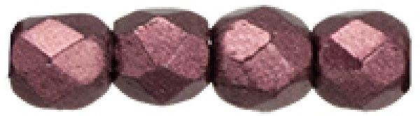 Czech Fire Polished 2mm Round Bead - 1-02-06B01-71 - Saturated Metallic Red Pear - 50 Bead Package