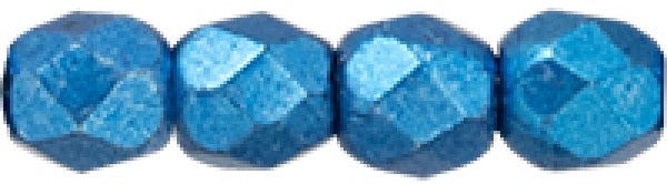 Czech Fire Polished 2mm Round Bead - 1-02-06B03-65 - Saturated Metallic Nebulas Blue - 50 Bead Package