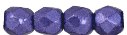 Czech Fire Polished 2mm Round Bead - 1-02-06B07-77 - Saturated Metallic Ultra Violet - 50 Bead Package