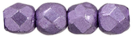 Czech Fire Polished 2mm Round Bead - 1-02-06B08-44 - Saturated Metallic Crocus Petal - 50 Bead Package
