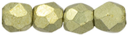 Czech Fire Polished 2mm Round Bead - 1-02-06B09-59 - Saturated Metallic Limelight - 50 Bead Package