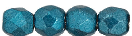 Czech Fire Polished 2mm Round Bead - 1-02-06B10-70 - Saturated Metallic Quetzal Green - 50 Bead Package