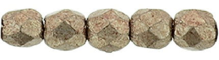 Czech Fire Polished 2mm Round Bead - 1-02-77057-68 - Saturated Metallic Pale Dogwood - 50 Bead Package