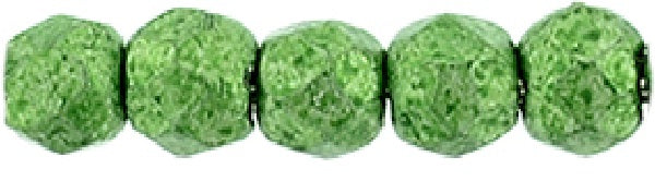 Czech Fire Polished 2mm Round Bead - 1-02-77059-56 - Saturated Metallic Kale - 50 Bead Package