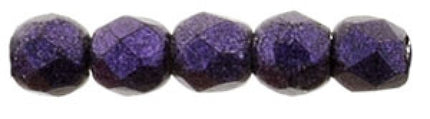 Czech Fire Polished 2mm Round Bead - 1-02-79021-20 - Metallic Suede Purple - 50 Bead Package
