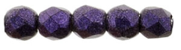 Czech Fire Polished 2mm Round Bead - 1-02-79021-20 - Metallic Suede Purple - 50 Bead Package