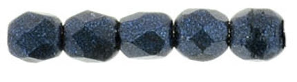 Czech Fire Polished 2mm Round Bead - 1-02-79032-13 - Metallic Suede Dark Blue - 50 Bead Package