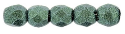 Czech Fire Polished 2mm Round Bead - 1-02-79051-18 - Metallic Suede Light Green - 50 Bead Package