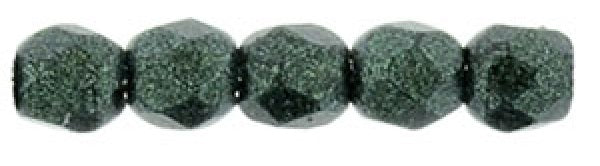 Czech Fire Polished 2mm Round Bead - 1-02-79052-14 - Metallic Suede Dk Forest - 50 Bead Package