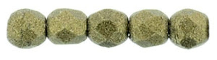 Czech Fire Polished 2mm Round Bead - 1-02-79080-17 - Metallic Suede Gold - 50 Bead Package