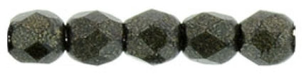 Czech Fire Polished 2mm Round Bead - 1-02-79082-15 - Metallic Suede Dark Green - 50 Bead Package