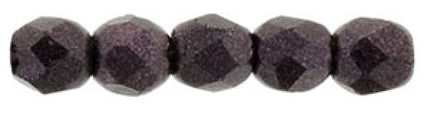 Czech Fire Polished 2mm Round Bead - 1-02-79083-16 - Metallic Suede Dark Plum - 50 Bead Package