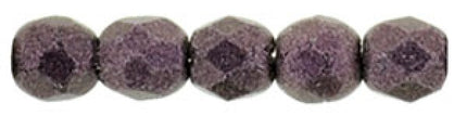 Czech Fire Polished 2mm Round Bead - 1-02-79086-19 - Metallic Suede Pink - 50 Bead Package