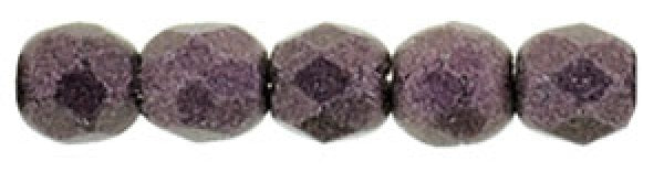 Czech Fire Polished 2mm Round Bead - 1-02-79086-19 - Metallic Suede Pink - 50 Bead Package
