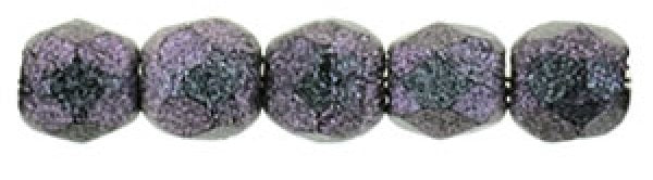 Czech Fire Polished 2mm Round Bead - 1-02-94102-34 - Polychrome Orchid Aqua - 50 Bead Package