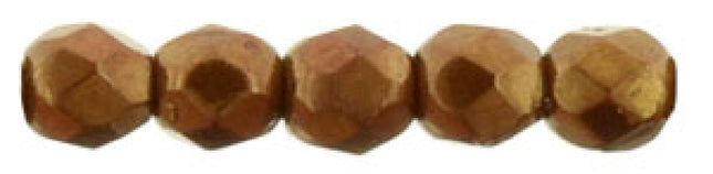 Czech Fire Polished 2mm Round Bead - 1-02-B93210-1 - Copper Bronze Patina - 50 Bead Package
