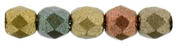 Czech Fire Polished 2mm Round Bead - 1-02-K0164-8 - Matte Metallic Bronze Iris - 50 Bead Package