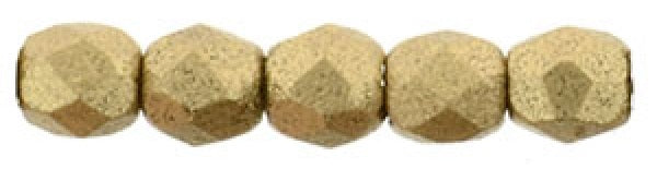 Czech Fire Polished 2mm Round Bead - 1-02-K0171-9 - Matte Metallic Flax - 50 Bead Package