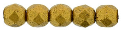 Czech Fire Polished 2mm Round Bead - 1-02-K0174-7 - Matte Metallic Antique Gold - 50 Bead Package