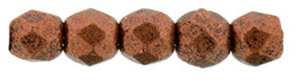 Czech Fire Polished 2mm Round Bead - 1-02-K0175-6 - Matte Metallic Antique Copper - 50 Bead Package