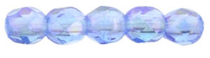 Czech Fire Polished 2mm Round Bead - 1-02-LR3005-35 - Sapphire Luster Iris - 50 Bead Package