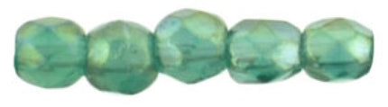 Czech Fire Polished 2mm Round Bead - 1-02-LR52060-4 - Luster Iris Atlantis Green - 50 Bead Package