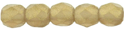 Czech Fire Polished 2mm Round Bead - 1-02-MSG1023-93 - Sueded Gold Smoky Topaz - 50 Bead Package