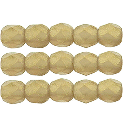 Czech Fire Polished 2mm Round Bead - 1-02-MSG1023-93 - Sueded Gold Smoky Topaz - 50 Bead Package