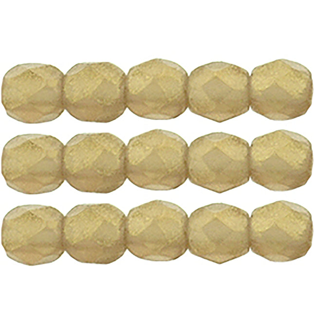 Czech Fire Polished 2mm Round Bead - 1-02-MSG1023-93 - Sueded Gold Smoky Topaz - 50 Bead Package