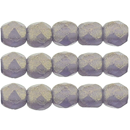 Czech Fire Polished 2mm Round Bead - 1-02-MSG2051-94 - Sueded Gold Tanzanite - 50 Bead Package