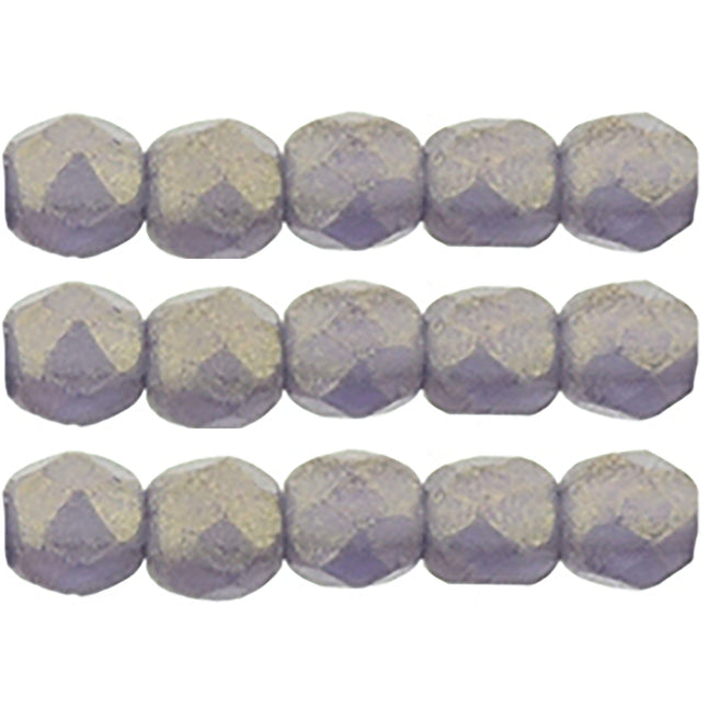 Czech Fire Polished 2mm Round Bead - 1-02-MSG2051-94 - Sueded Gold Tanzanite - 50 Bead Package