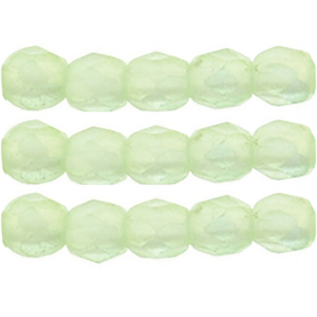 Czech Fire Polished 2mm Round Bead - 1-02-MSG5050-89 - Sueded Gold Peridot- 50 Bead Package