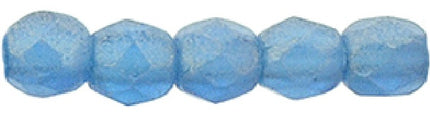 Czech Fire Polished 2mm Round Bead - 1-02-MSG6008-81 - Sueded Gold Capri Blue- 50 Bead Package