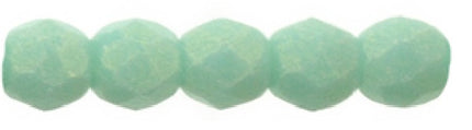 Czech Fire Polished 2mm Round Bead - 1-02-MSG6313-95 - Sueded Gold Turquoise - 50 Bead Package