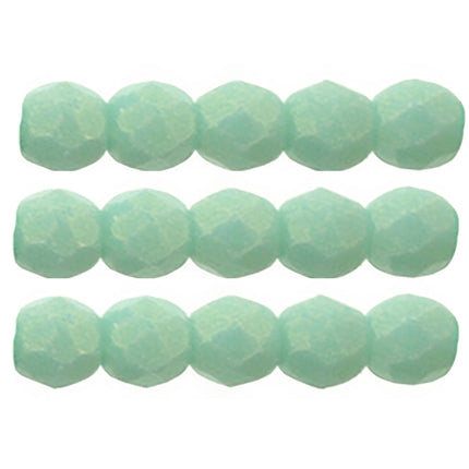 Czech Fire Polished 2mm Round Bead - 1-02-MSG6313-95 - Sueded Gold Turquoise - 50 Bead Package