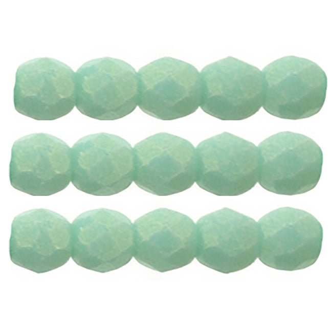 Czech Fire Polished 2mm Round Bead - 1-02-MSG6313-95 - Sueded Gold Turquoise - 50 Bead Package