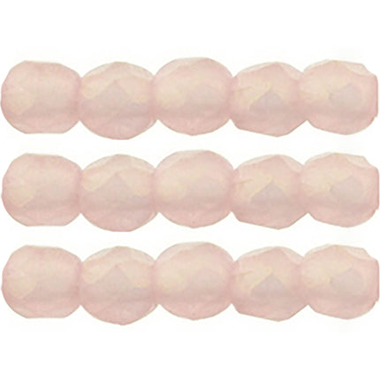 Czech Fire Polished 2mm Round Bead - 1-02-MSG71010-86 - Sueded Gold Milky Pink- 50 Bead Package
