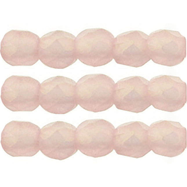 Czech Fire Polished 2mm Round Bead - 1-02-MSG71010-86 - Sueded Gold Milky Pink- 50 Bead Package