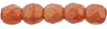 Czech Fire Polished 2mm Round Bead - 1-02-MSG9008-91 - Sueded Gold Ruby - 50 Bead Package
