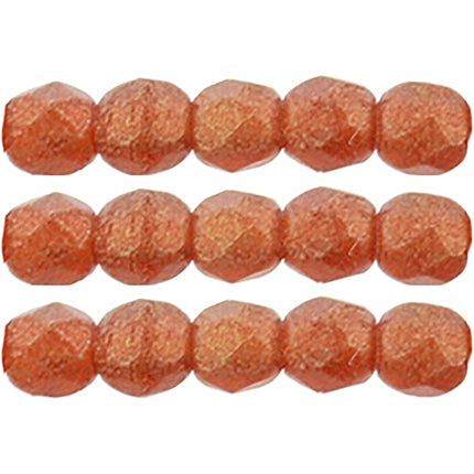 Czech Fire Polished 2mm Round Bead - 1-02-MSG9008-91 - Sueded Gold Ruby - 50 Bead Package