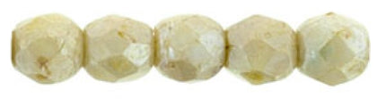 Czech Fire Polished 2mm Round Bead - 1-02-P65401-23 - Opaque Luster Picasso - 50 Bead Package